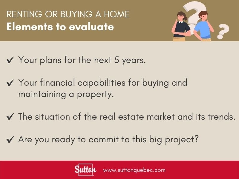 Elements to evaluate for renting or buying a home