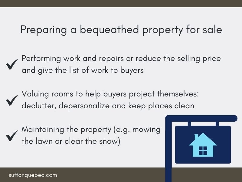 Preparing a bequeathed property for sale