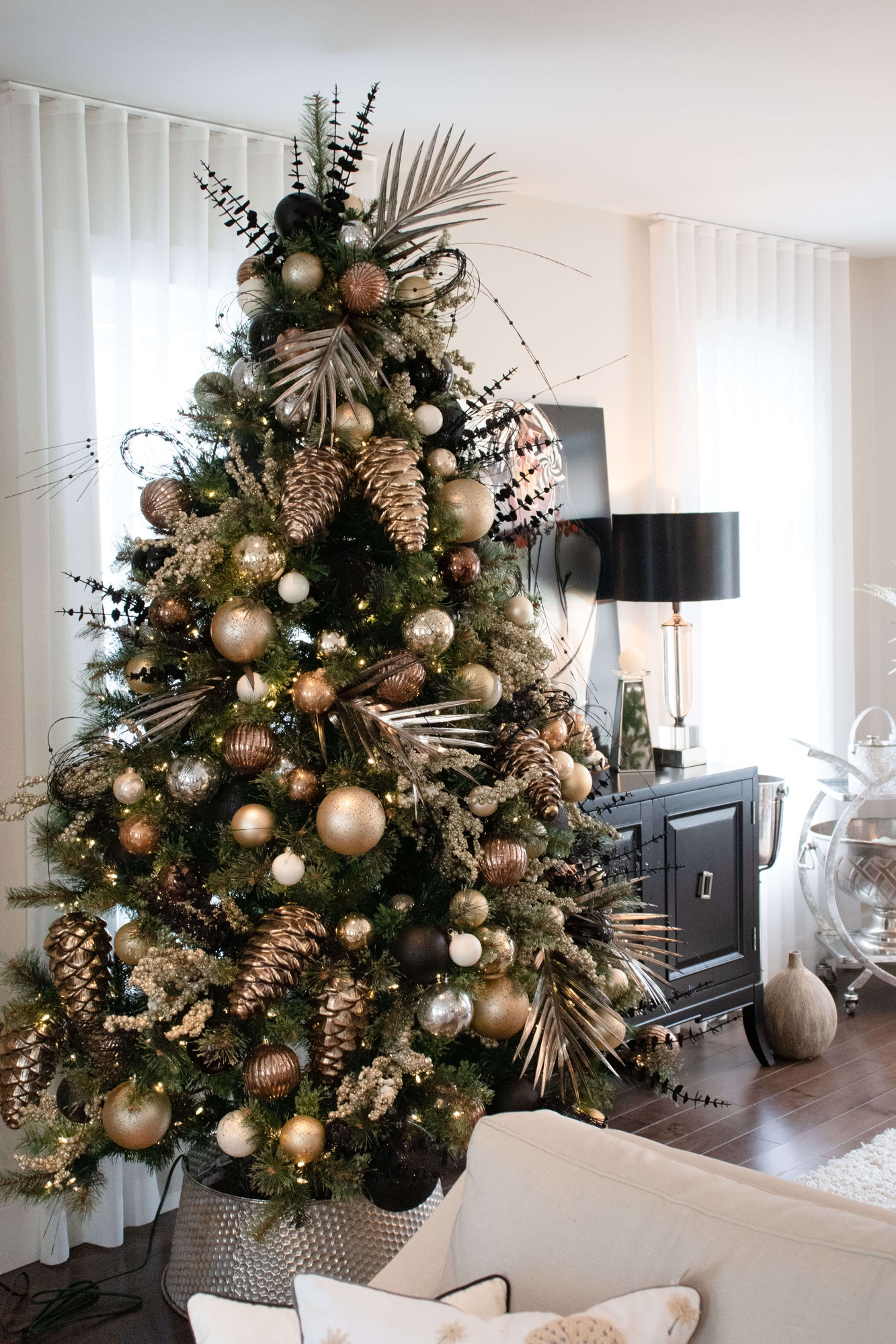 A Christmas Tree with Metallic Greenery